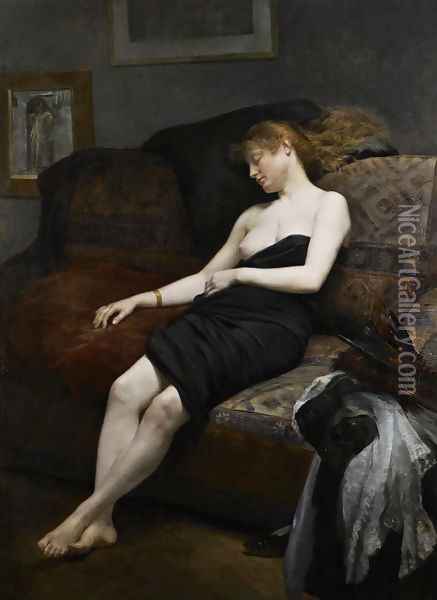 Asleep in the Studio Oil Painting - Georges Roussin