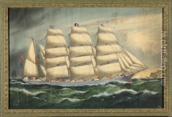 W. 
Grenada In Navigazione Sotto Pieno Vento A Newcastle''. 
Godfrey Oil Painting - Godfrey