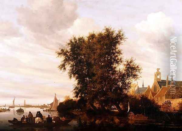 The Maas near Gorkum Oil Painting - (circle of) Ruysdael, Jacob Salomonsz.
