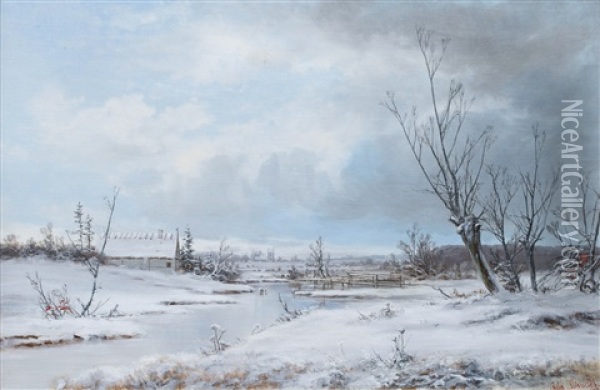 Snowy River Landscape Oil Painting - Alexander Schmidt