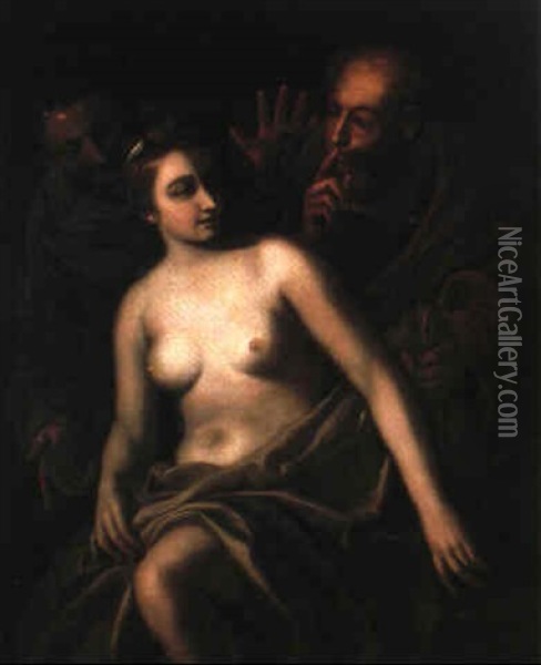 Susanna Und Die Beiden Alten Oil Painting - Antonio Bellucci
