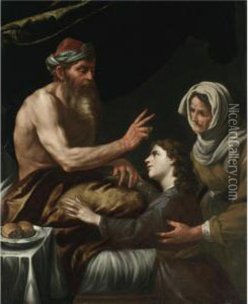Isaac Blessing Jacob Oil Painting - Johann Karl Loth