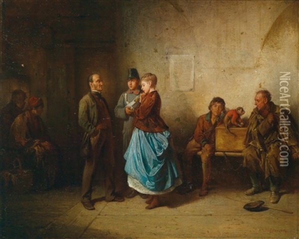 Die Schausteller Oil Painting - Friedrich Ritter von Malheim Friedlaender