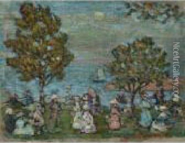 Late Afternoon (moonlight At Marblehead) Oil Painting - Maurice Brazil Prendergast