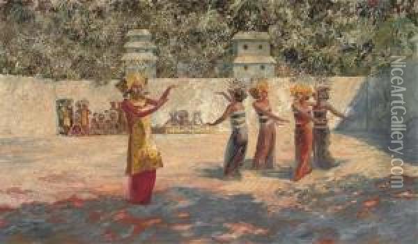 Indonesian Dancing Girls Oil Painting - Carl Willis