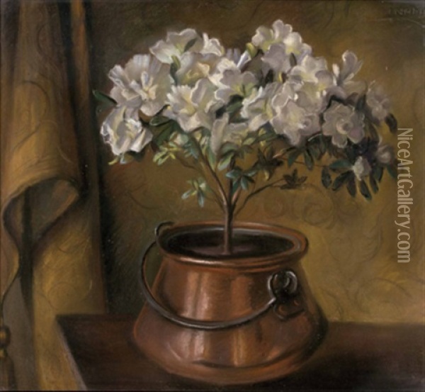 Blumenstock In Kupferkessel Oil Painting - Franziska von Inama-Sternegg