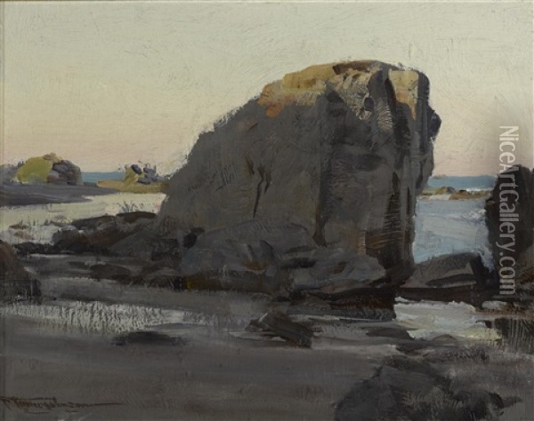 Morro Bay, Rock Oil Painting - Frank Tenney Johnson