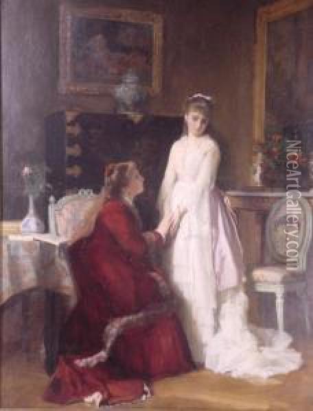 The Bride And Her Sister Oil Painting - Charles Baugniet