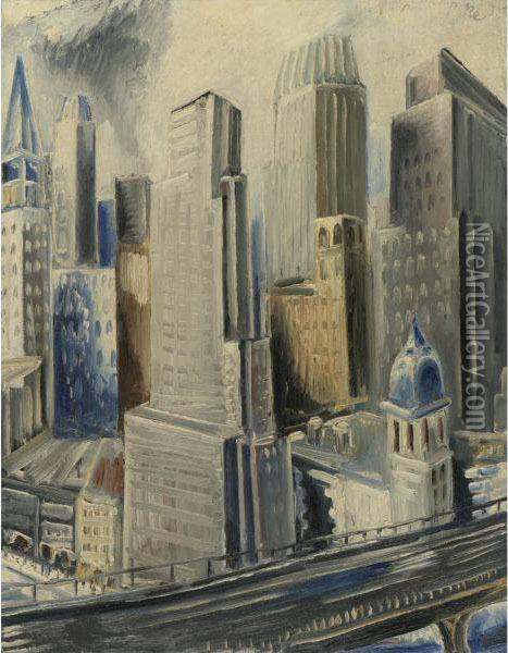 Blick Auf Manhattan Oil Painting - Paul Kleinschmidt