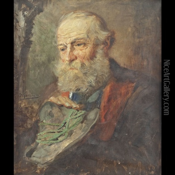 Ritratto Di Vecchio In Preghiera Oil Painting - Horazio Gaigher