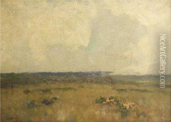 An Open Moorland Landscape Oil Painting - Sir Alfred East