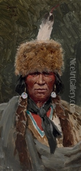 Chief Ogallala Fire Oil Painting - Henry F. Farny