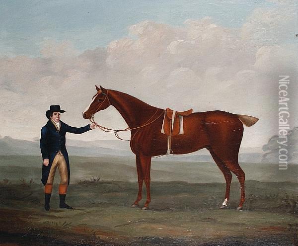 A Gentleman And His Horse Oil Painting - Alexander Dalziel