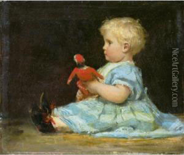 Marie Anker With Doll Oil Painting - Albert Anker
