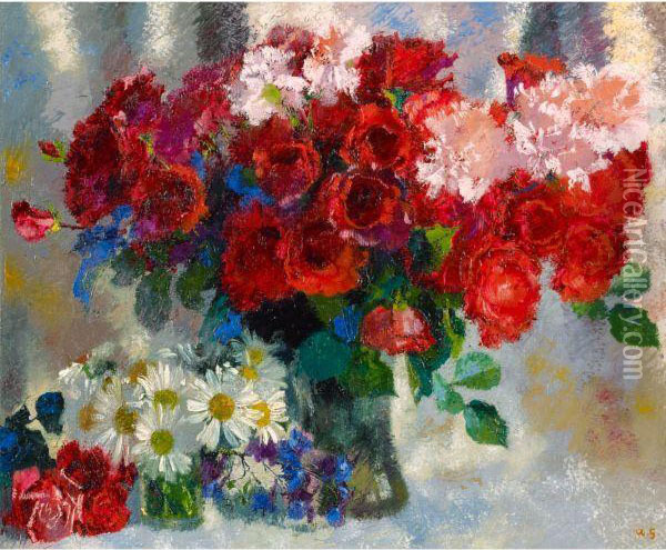 Rote Rosen Oil Painting - Augusto Giacometti