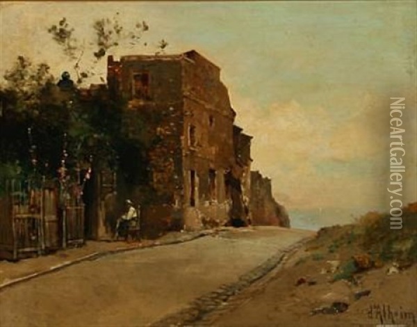 Southern Street Scene Oil Painting - Jean d' Alheim