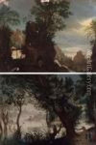 Coppia Di Paesaggi Con Figure Oil Painting - Paul Bril