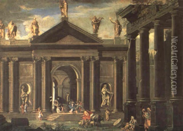 Cristo Scaccia I Mercanti Dal Tempio Oil Painting - Viviano Codazzi