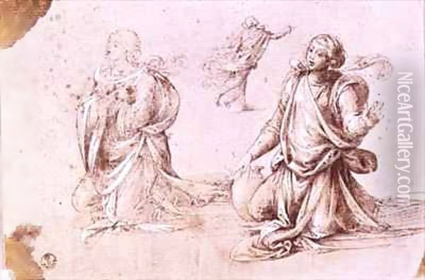 Three studies of a female figures for The Woman of Samaria Oil Painting - Fra (Baccio della Porta) Bartolommeo