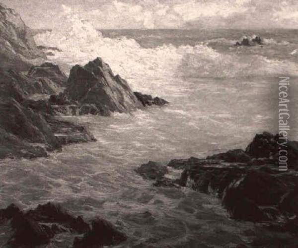 Crashing Waves Oil Painting - William Henry Price