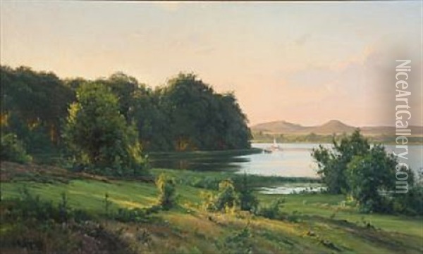 Ved En Skovso. Silkeborgegnen Oil Painting - Johannes Boesen