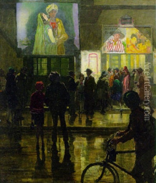 Strasenbild In Munchen Oil Painting - August Roeseler