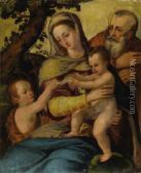 Holy Family With Saint John The Baptist Oil Painting - Agnolo Bronzino