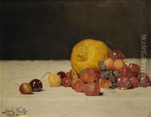 Stilleben Med Korsbar Och Apelsin Oil Painting - Axel Kulle