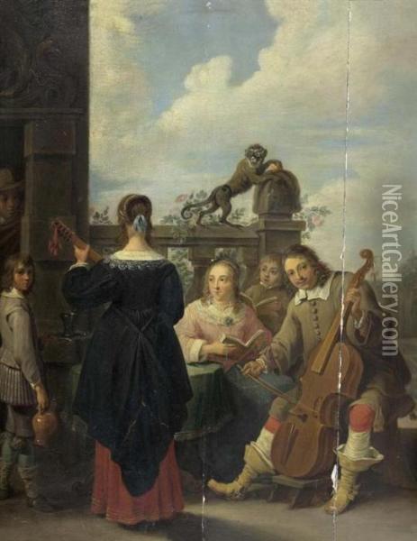 Musikspieler. Oil Painting - David The Younger Teniers