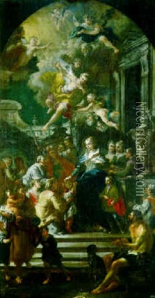 Saint Elizabeth Of Portugal Distributing Alms Oil Painting - Daniel Gran