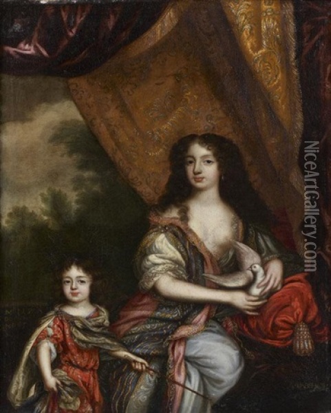 Portrait Du Prince De Richmond Et De La Duchesse De Portsmouth Et D'aubigny Oil Painting - Henri Gascars