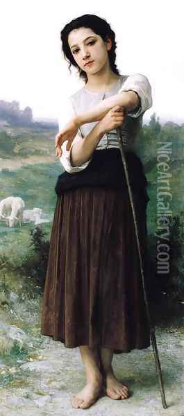 Jeune Bergère Debout (Young Shepherdess Standing) Oil Painting - William-Adolphe Bouguereau