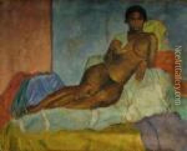 Femme Allongee Oil Painting - Elie Anatole Pavil