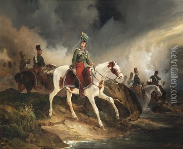Le Comte De Rugen Grosshof A Cheval Oil Painting - Victor-Jean Adam
