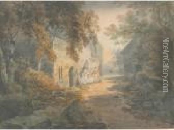 Part Of The Ruins Of Tinterne Abbey Oil Painting - William Payne