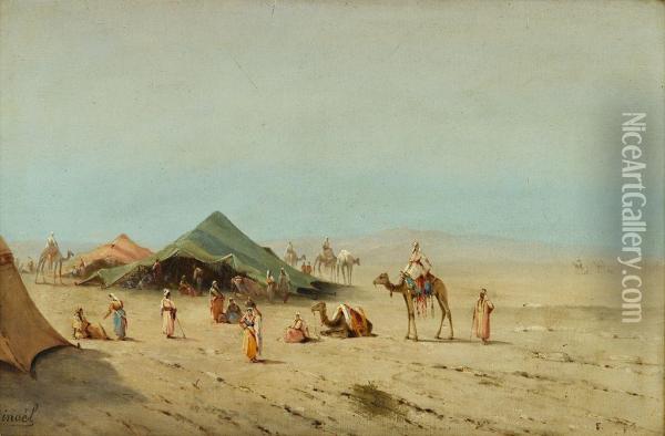 An Arab Camp In The Desert Oil Painting - Inoel