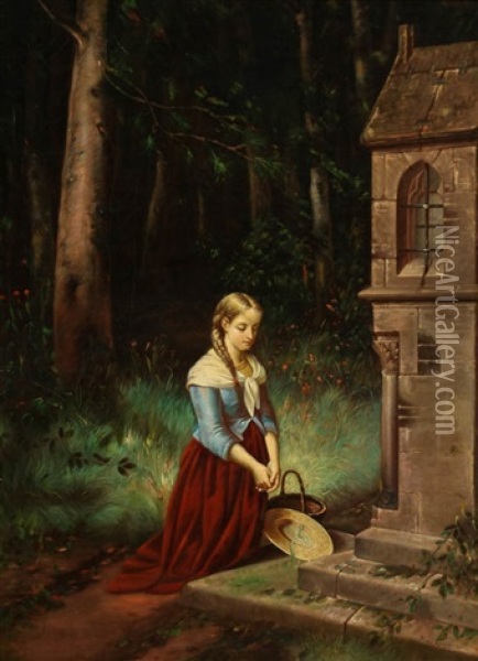 Girl Praying Oil Painting - Philip Alexius De Laszlo