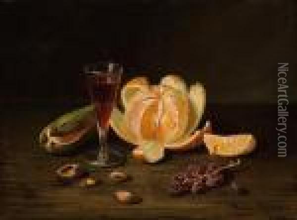 Still Life With Wine Glass Oil Painting - Milne Ramsey
