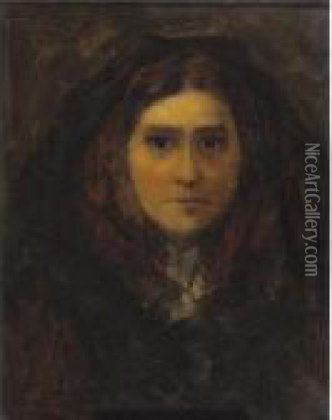 Woman Wearing A Hood Oil Painting - Eastman Johnson