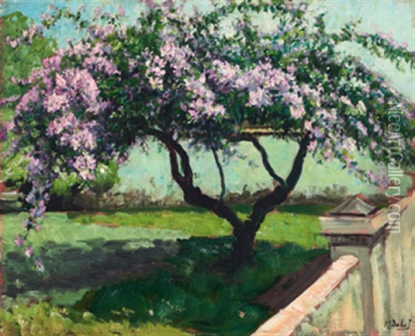 Flowers Blossom In My Backyard Oil Painting - Carel Lodewijk Dake the Elder