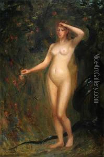 Eve And The Serpent Oil Painting - James Smetham