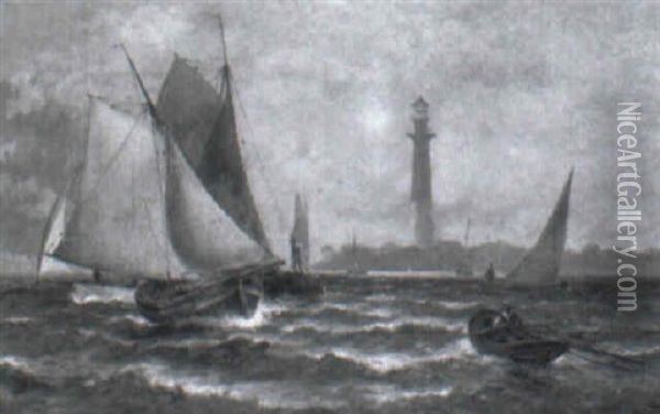 Barnegat Lighthouse Oil Painting - Granville Perkins