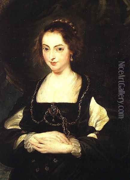 Portrait of a Lady, c.1630 Oil Painting - (studio of) Rubens, Peter Paul