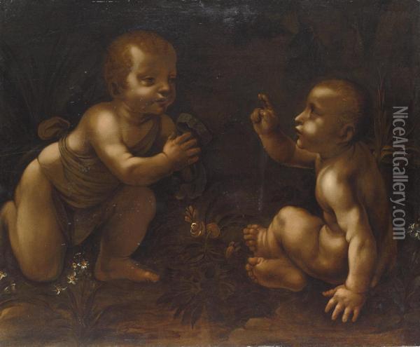 The Meeting Of Christ And The Infant Saint John The Baptist Oil Painting - Andrea Bianchi, Il Vespino
