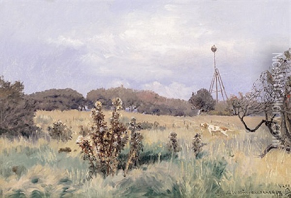 Herbstliche Landschaft Mit Vorstehhund Oil Painting - Simon Simonsen