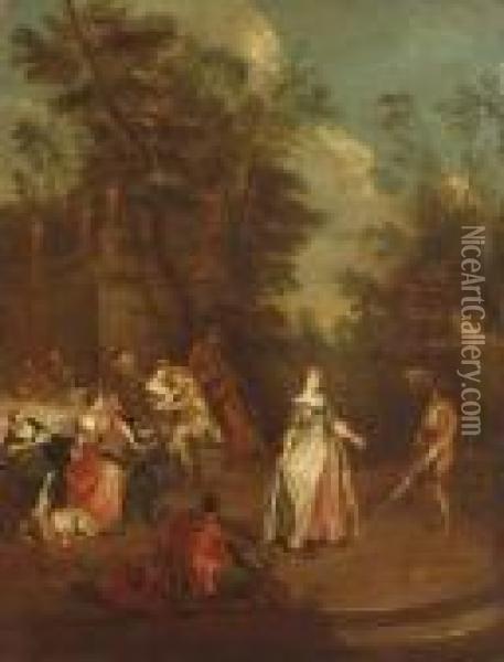 Autumn: A Fte Champtre Oil Painting - Nicolas Lancret