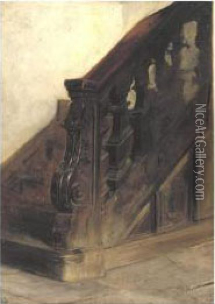 Staircase Oil Painting - Charles Edouard Edmond Delort