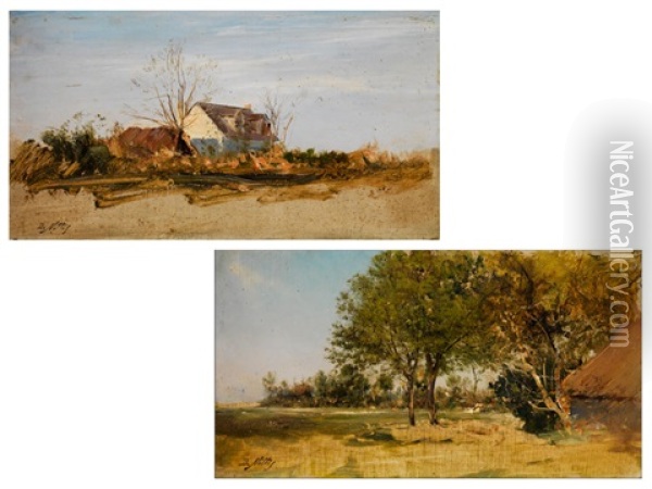 Landschaftsgemalde (pair) Oil Painting - Giuseppe de Nittis