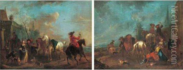 scene De Cavalerie Oil Painting - August Querfurt