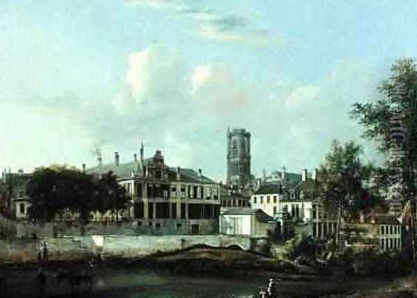 View of the Schelde and the Sint Baafskathedraal Ghent 1819 Oil Painting - Pieter Frans de Noter